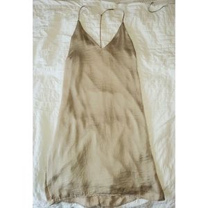 Shiny Gold Slip Dress with Open Back